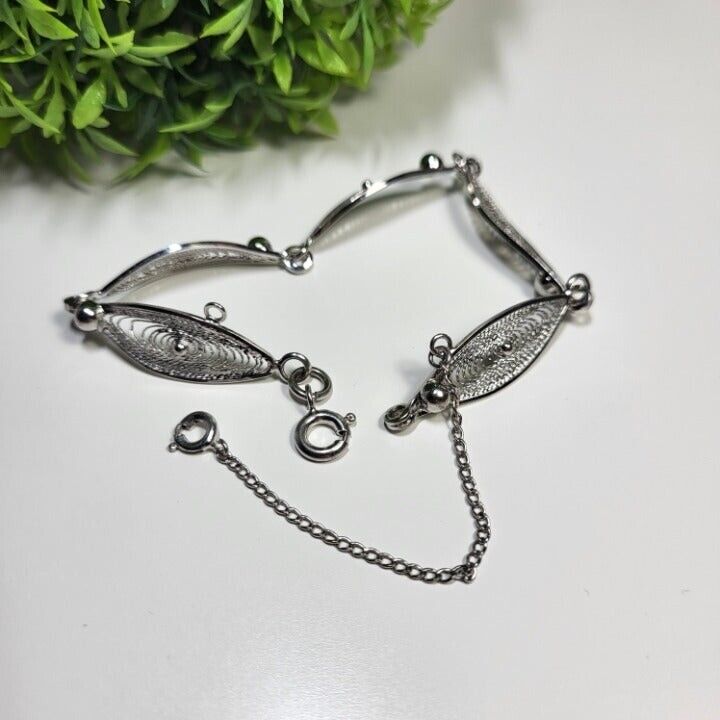 925 Sterling Silver Vintage Marquise Bracelet