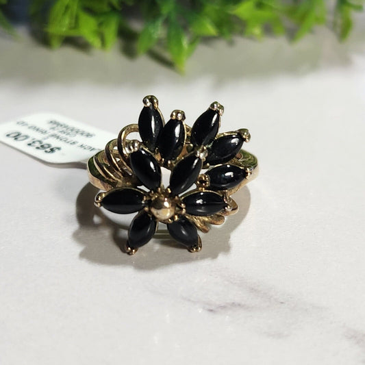925 Gold Vermeil Black Stone Cocktail Ring