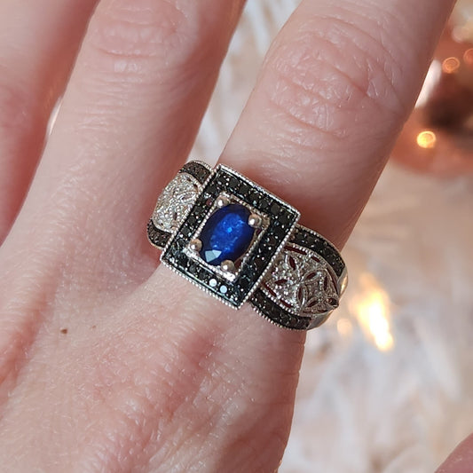 925 Sterling Silver MDJ Michael Drechsler Vintage Sapphire Ring