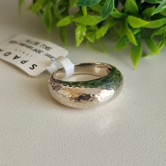 925 Sterling Silver Heavy Hammered Dome Ring