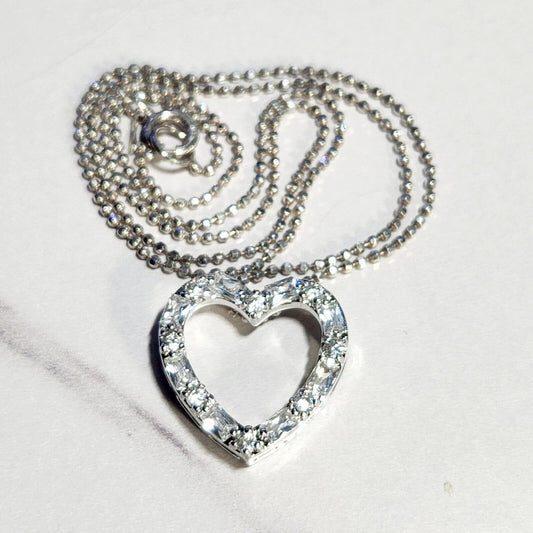 925 Sterling Silver and CZ Heart Necklace