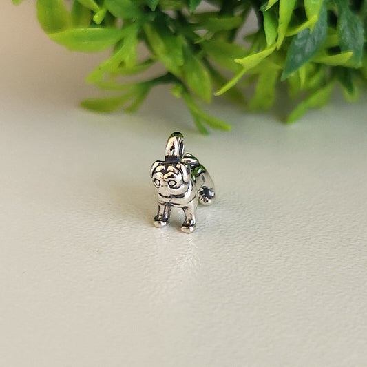 925 Sterling Silver Pug Charm
