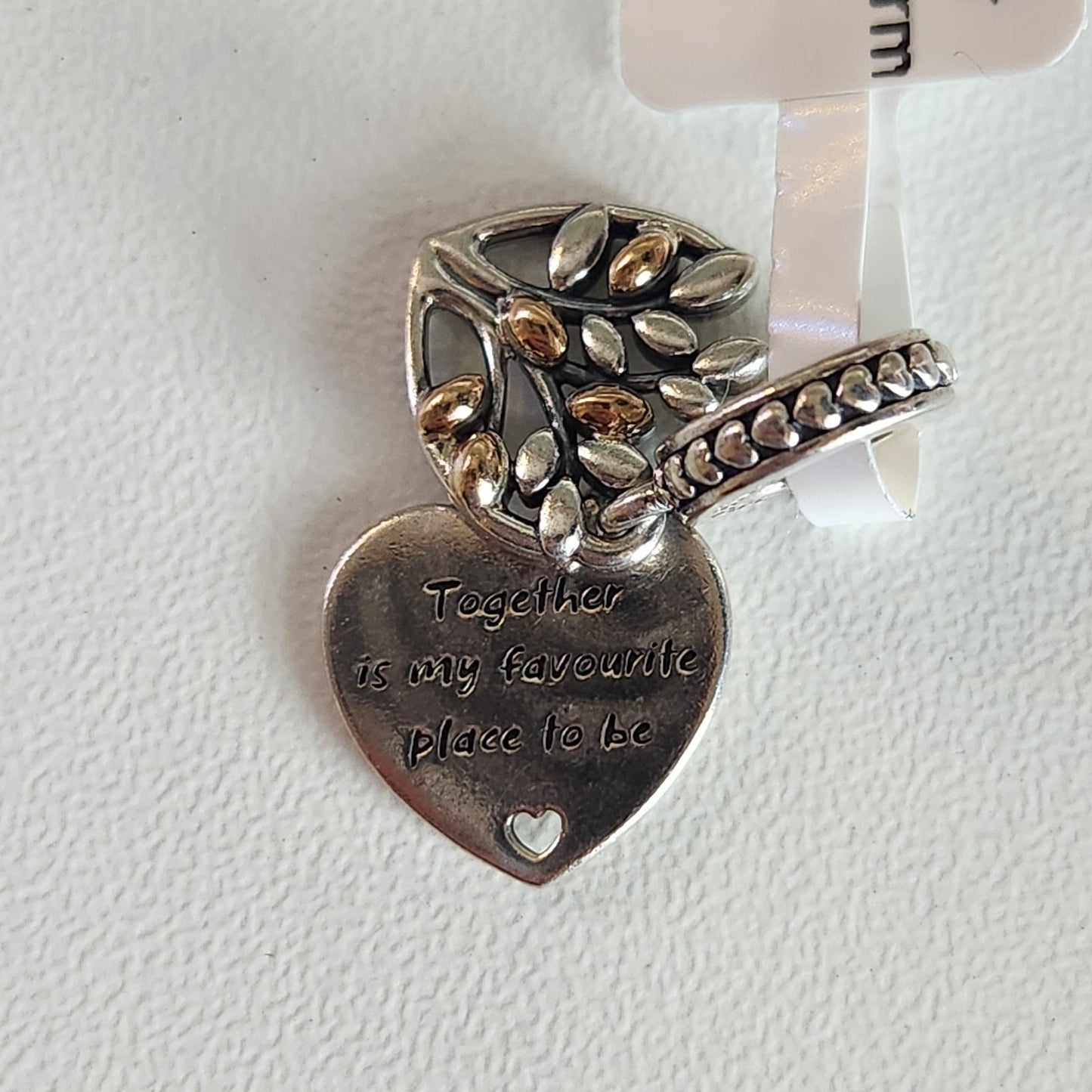 Pandora Silver & 14k Yellow Gold "Together My Favorite Place" Heart Tree Charm