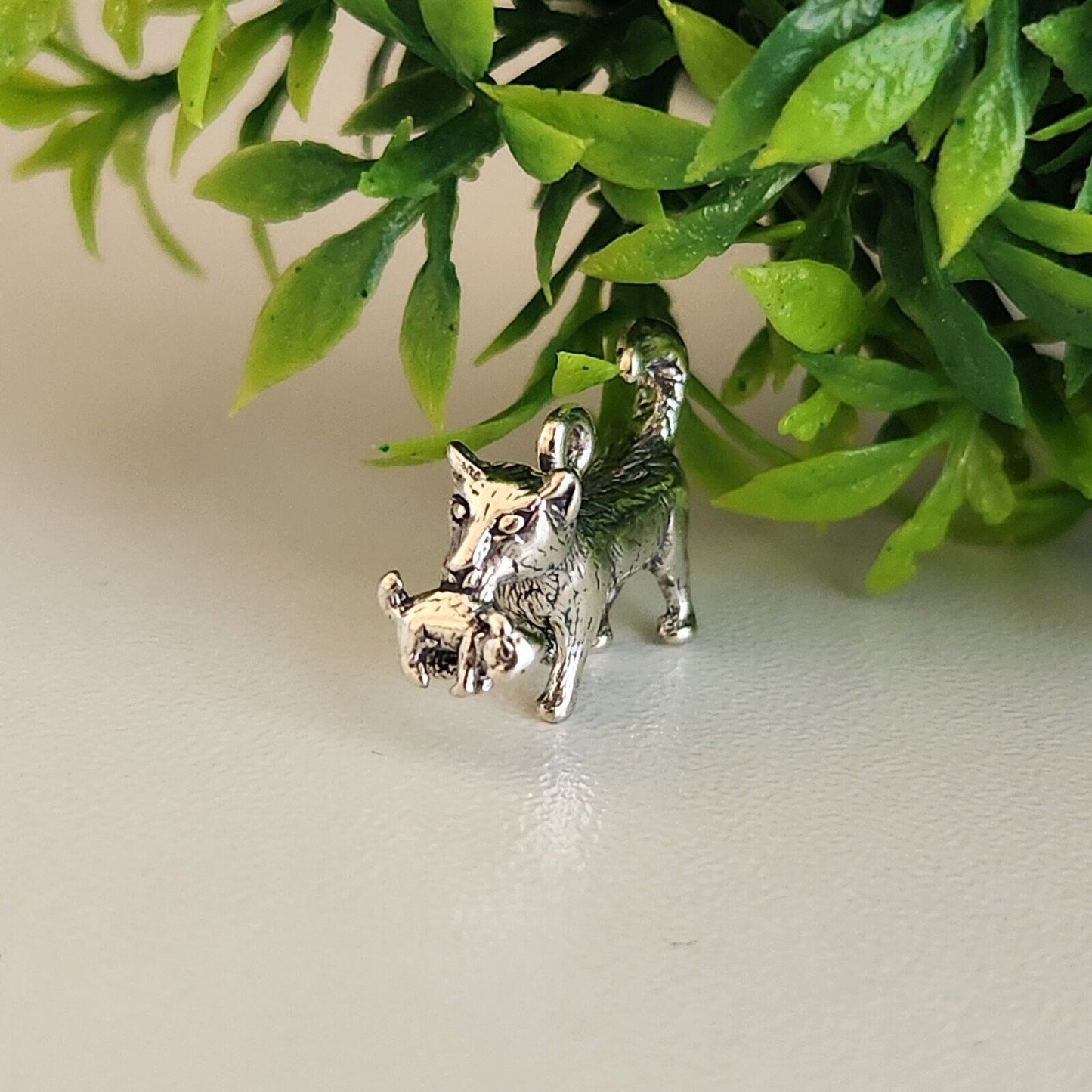 925 Sterling Silver Cat with Kitten Charm