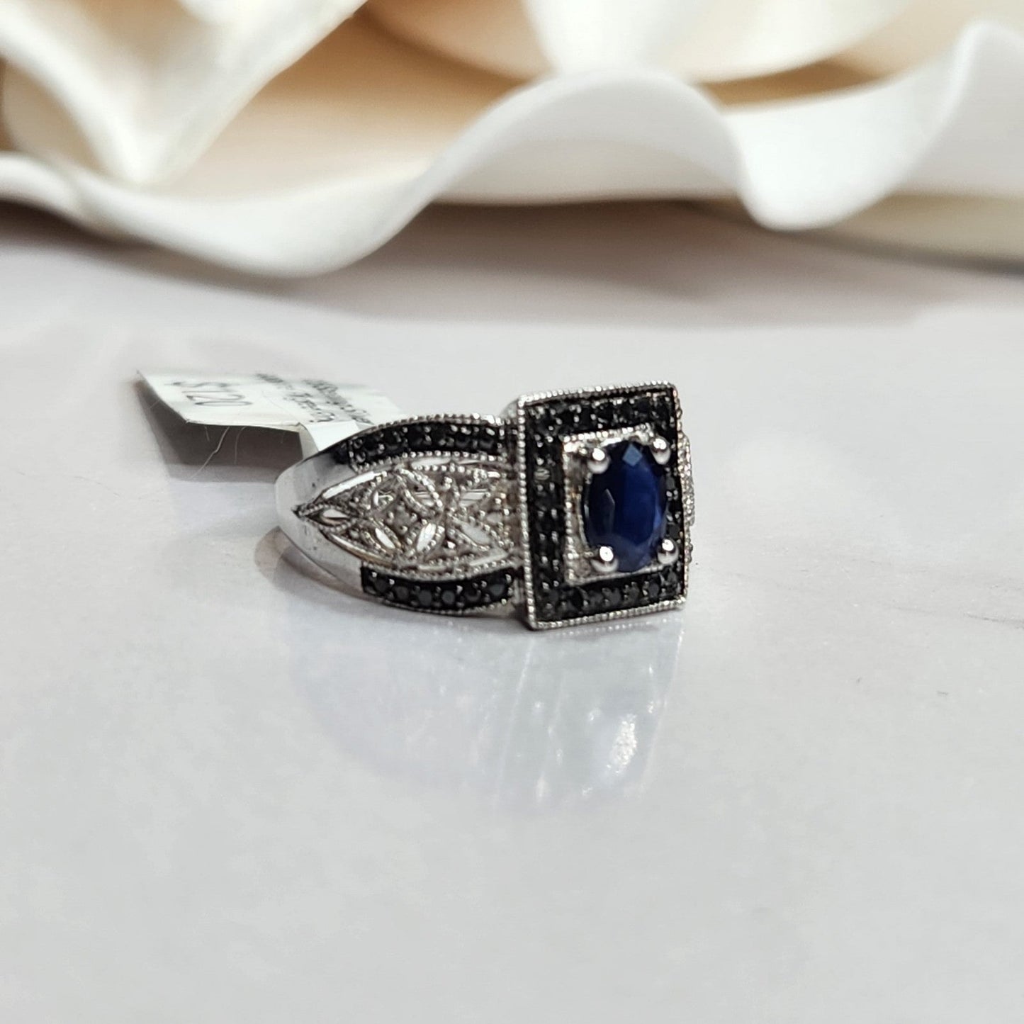 925 Sterling Silver MDJ Michael Drechsler Vintage Sapphire Ring
