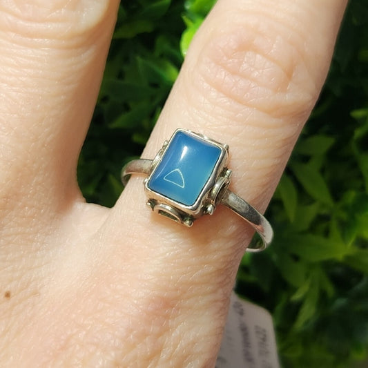 925 Sterling Silver Blue Lace Agate Ring
