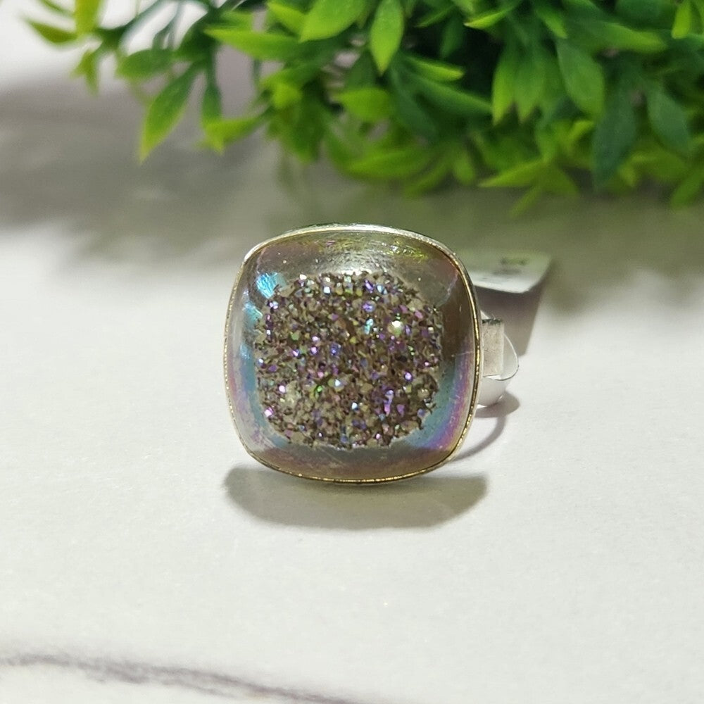 925 Sterling Silver Druzy Gemstone Ring