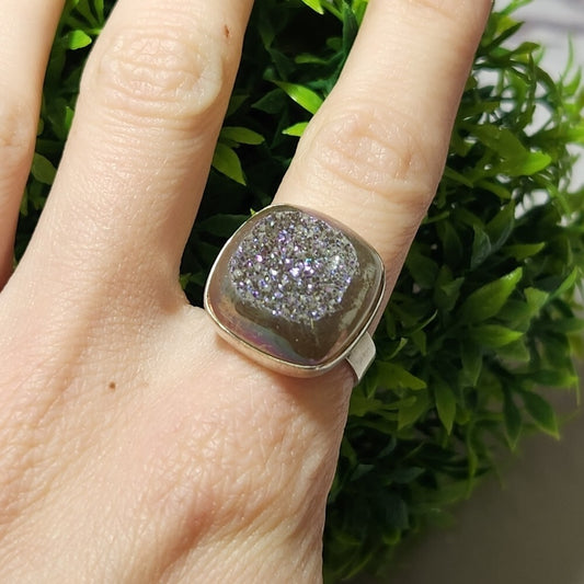 925 Sterling Silver Druzy Gemstone Ring