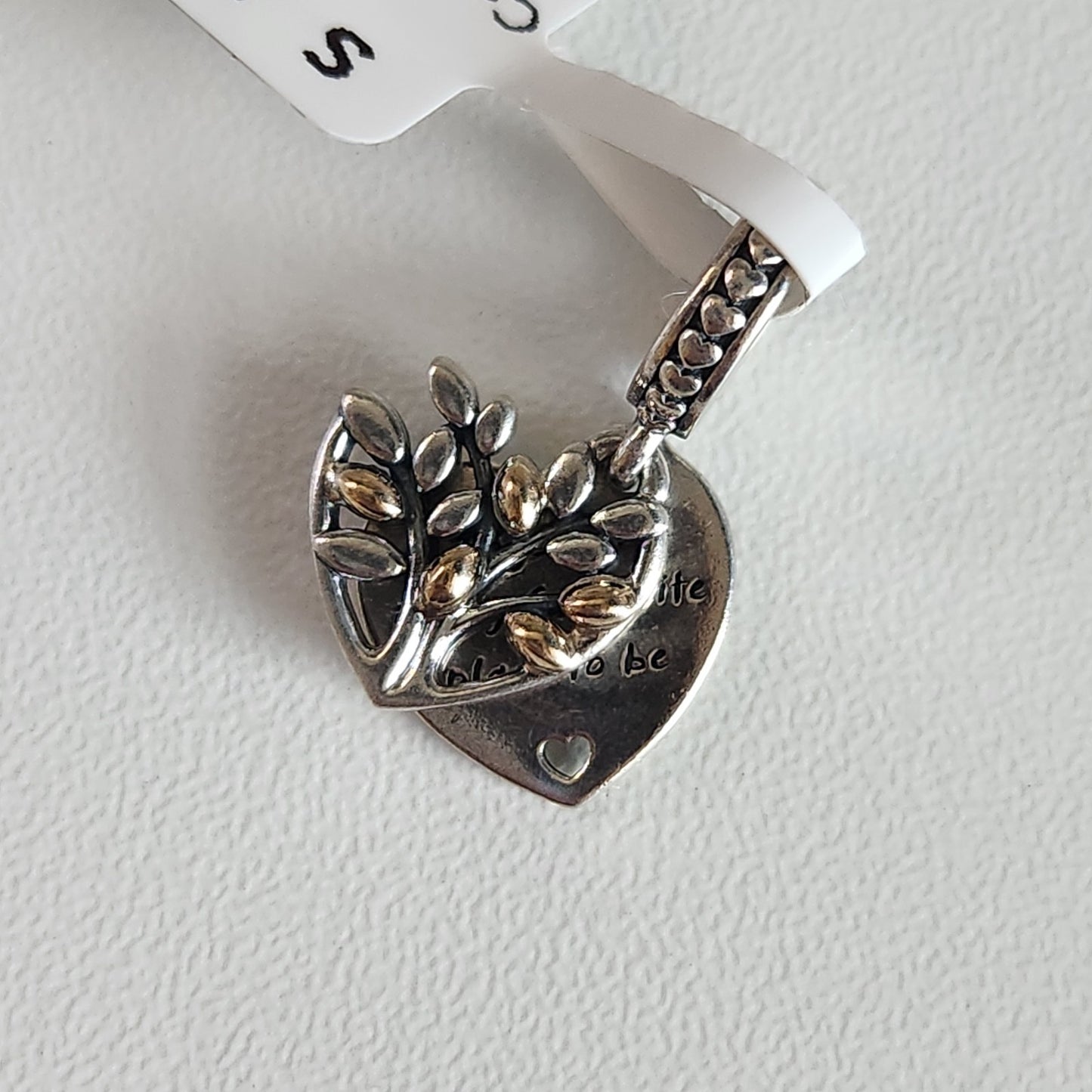 Pandora Silver & 14k Yellow Gold "Together My Favorite Place" Heart Tree Charm