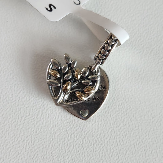 Pandora Silver & 14k Yellow Gold "Together My Favorite Place" Heart Tree Charm