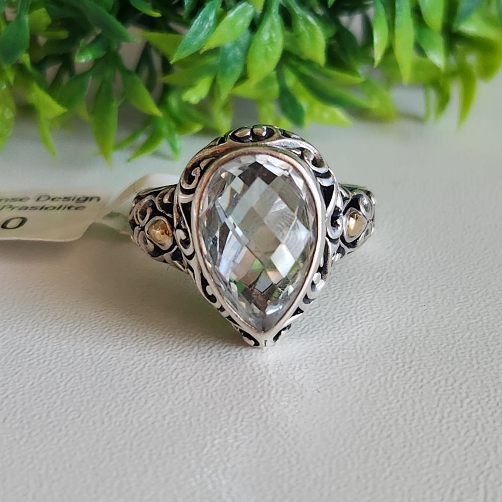 925 Sterling Silver And 18kt Gold Robert Manse Design Prasiolite Ring
