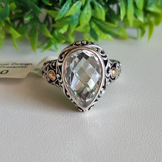 925 Sterling Silver And 18kt Gold Robert Manse Design Prasiolite Ring