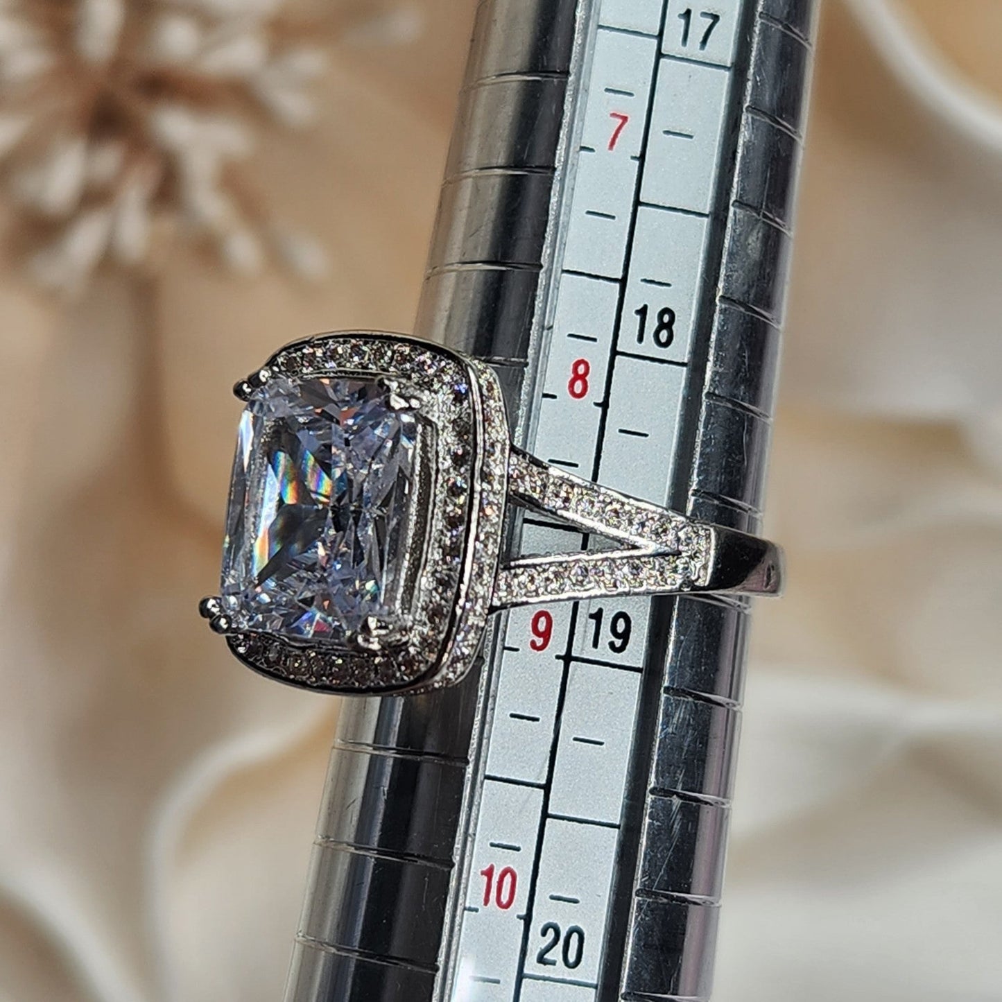 925 Sterling Silver Radiant CZ Engagement Ring