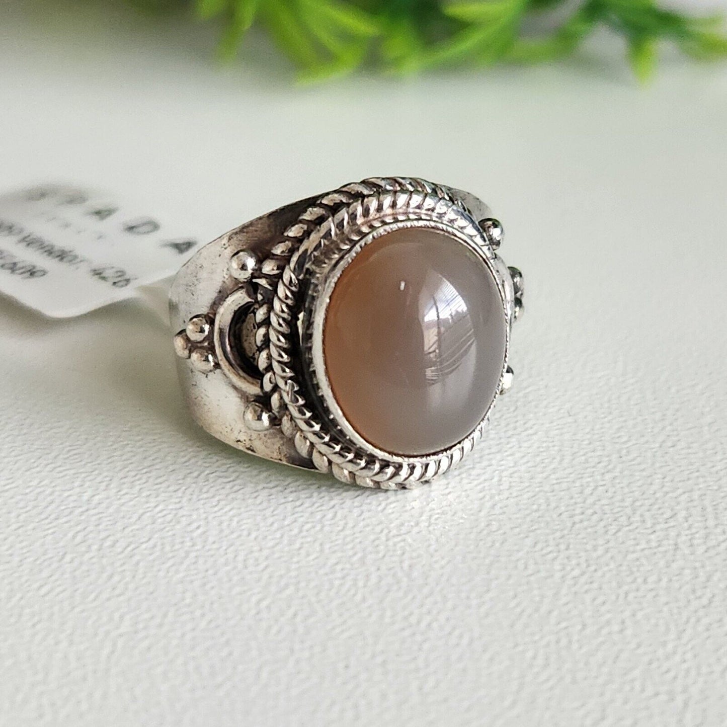 925 Sterling Silver Vintage Agate Ring