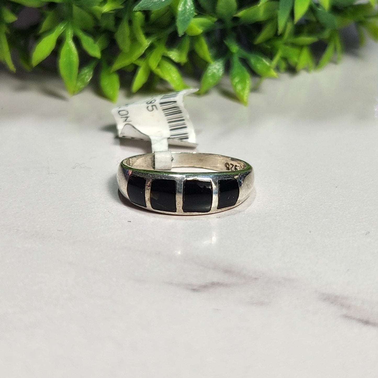 925 Sterling Silver Onyx Inlay Ring