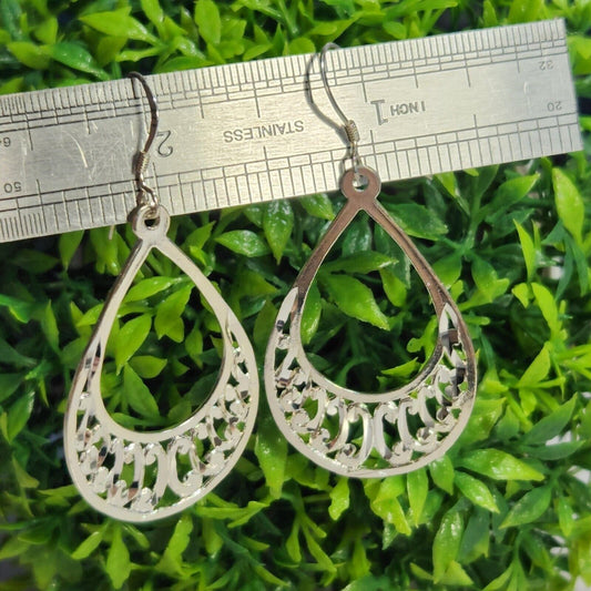 925 Sterling Silver Ornate Dangle Earrings