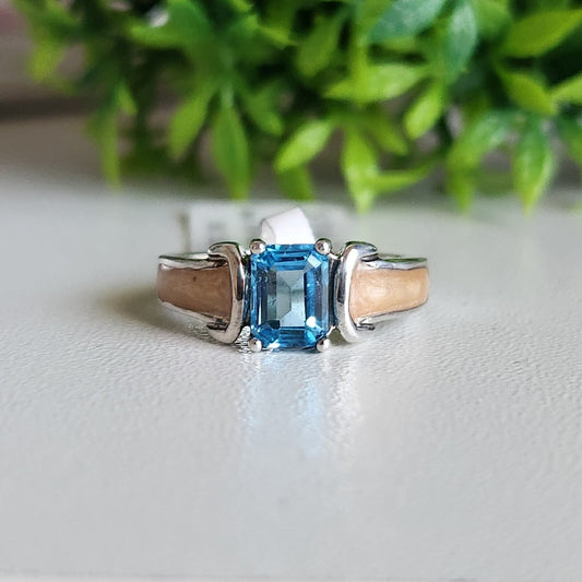 925 Sterling Silver Topaz and Enamel Ring