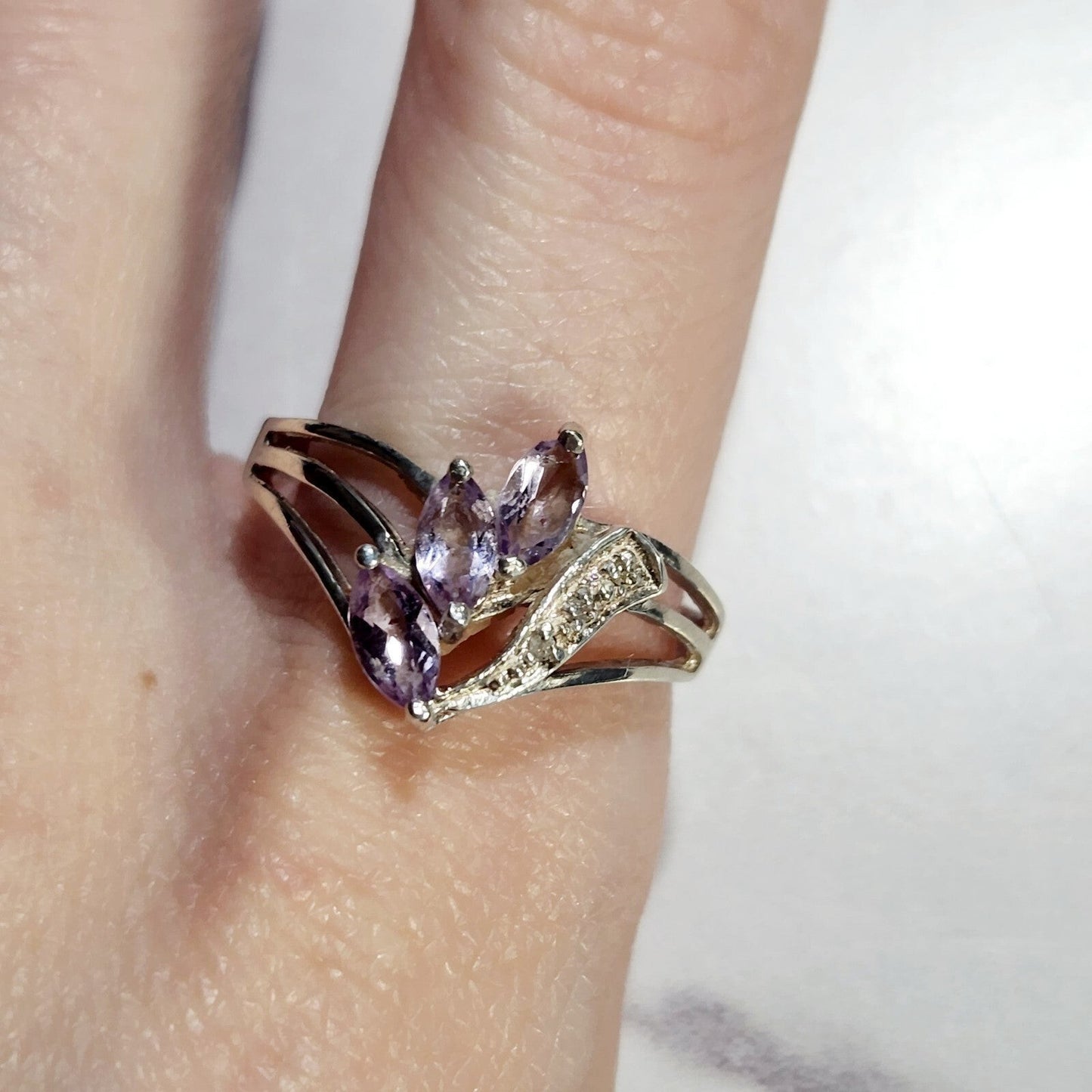 925 Sterling Silver Pink Marquise Ring