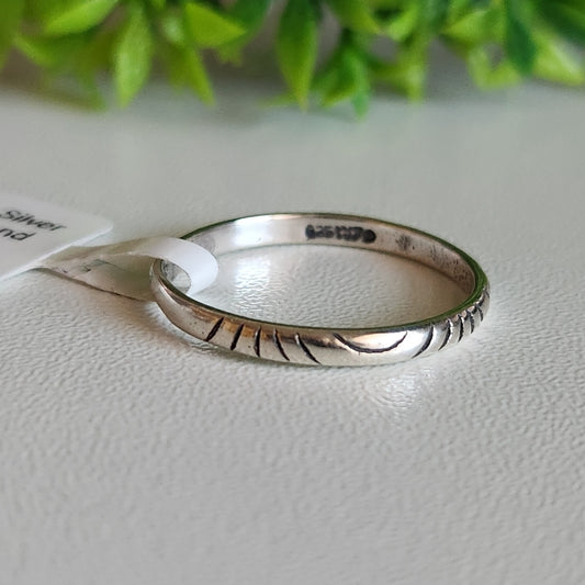 925 Sterling Silver Woodgrain Band