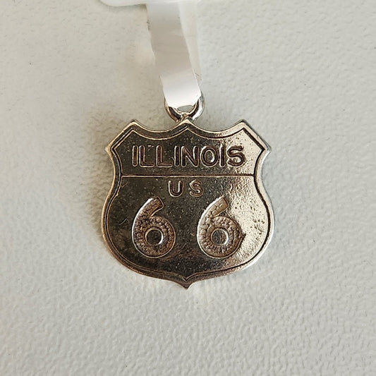 925 Sterling Silver Route 66 Illinois Charm