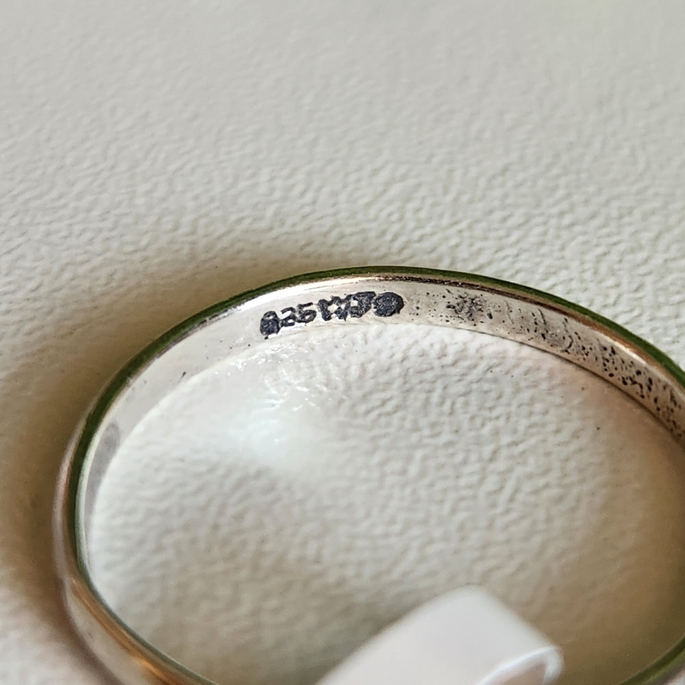 925 Sterling Silver Woodgrain Band