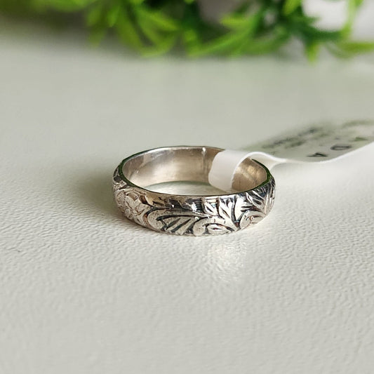 925 Sterling Silver Antique Floral Ring