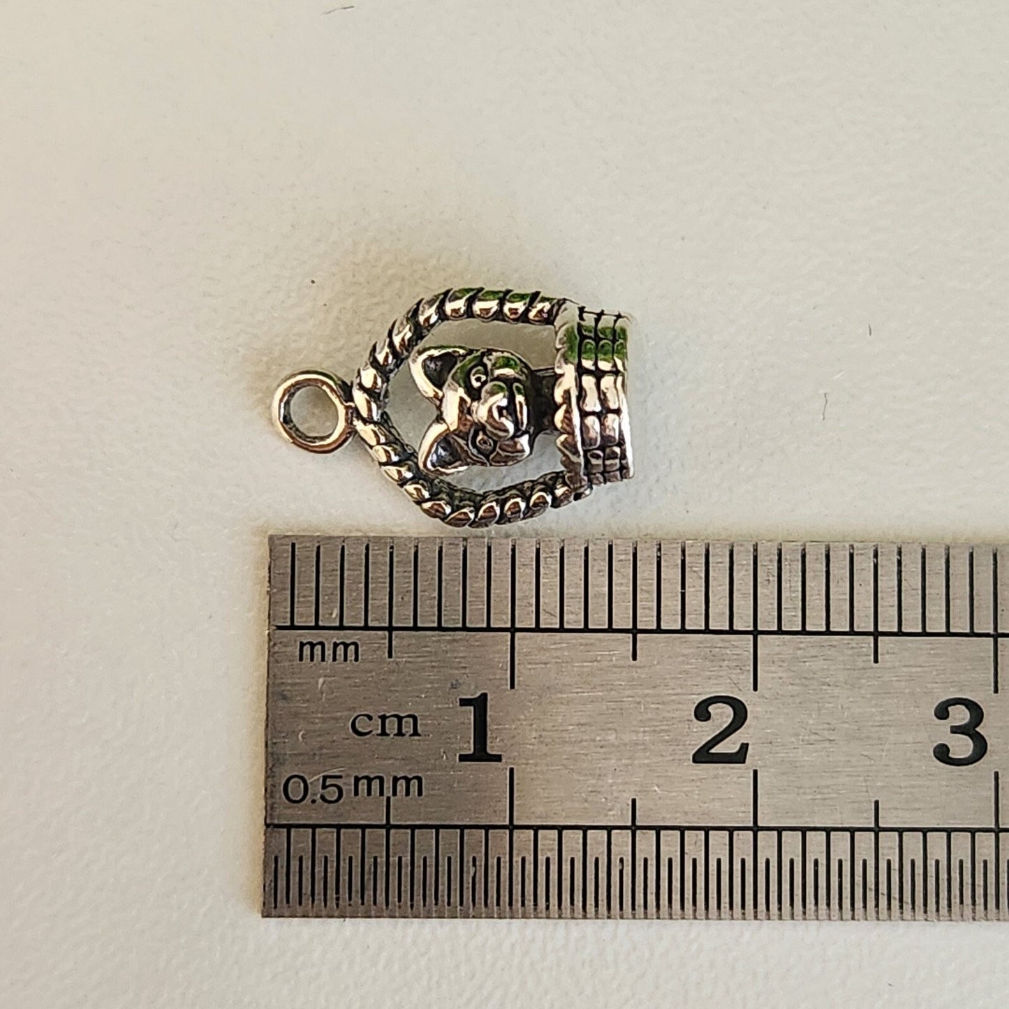 925 Sterling Silver Kitten in a Basket Charm