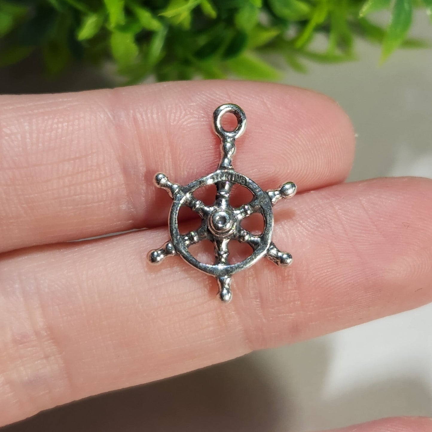 925 Sterling Silver Ship Helm Wheel Charm