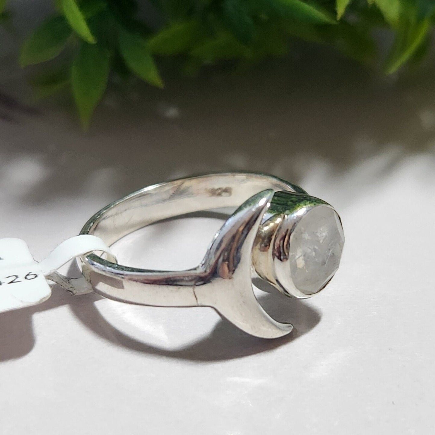 925 Sterling Silver Moonstone Moon Ring