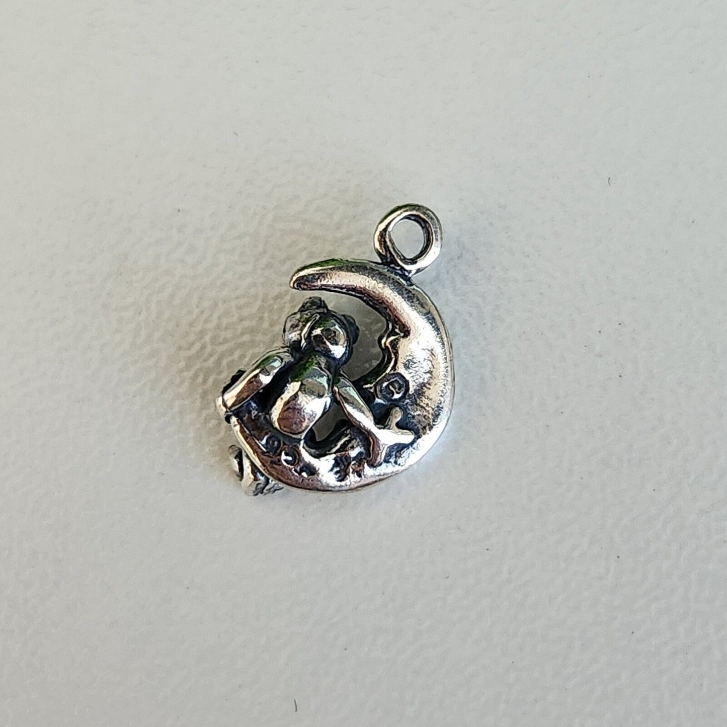 925 Sterling Silver Frog in the Moon Charm
