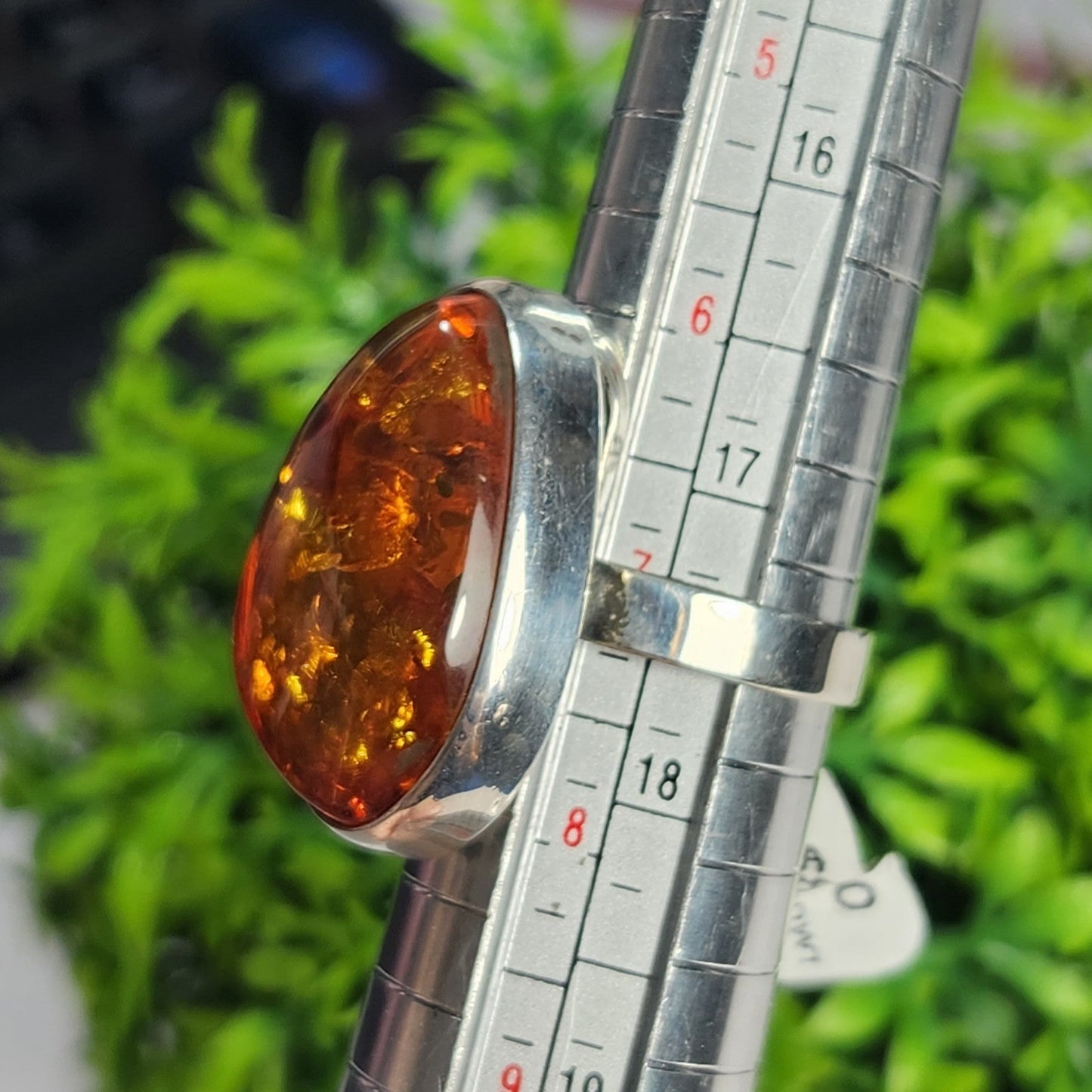 925 Sterling Silver Amber Cocktail Ring