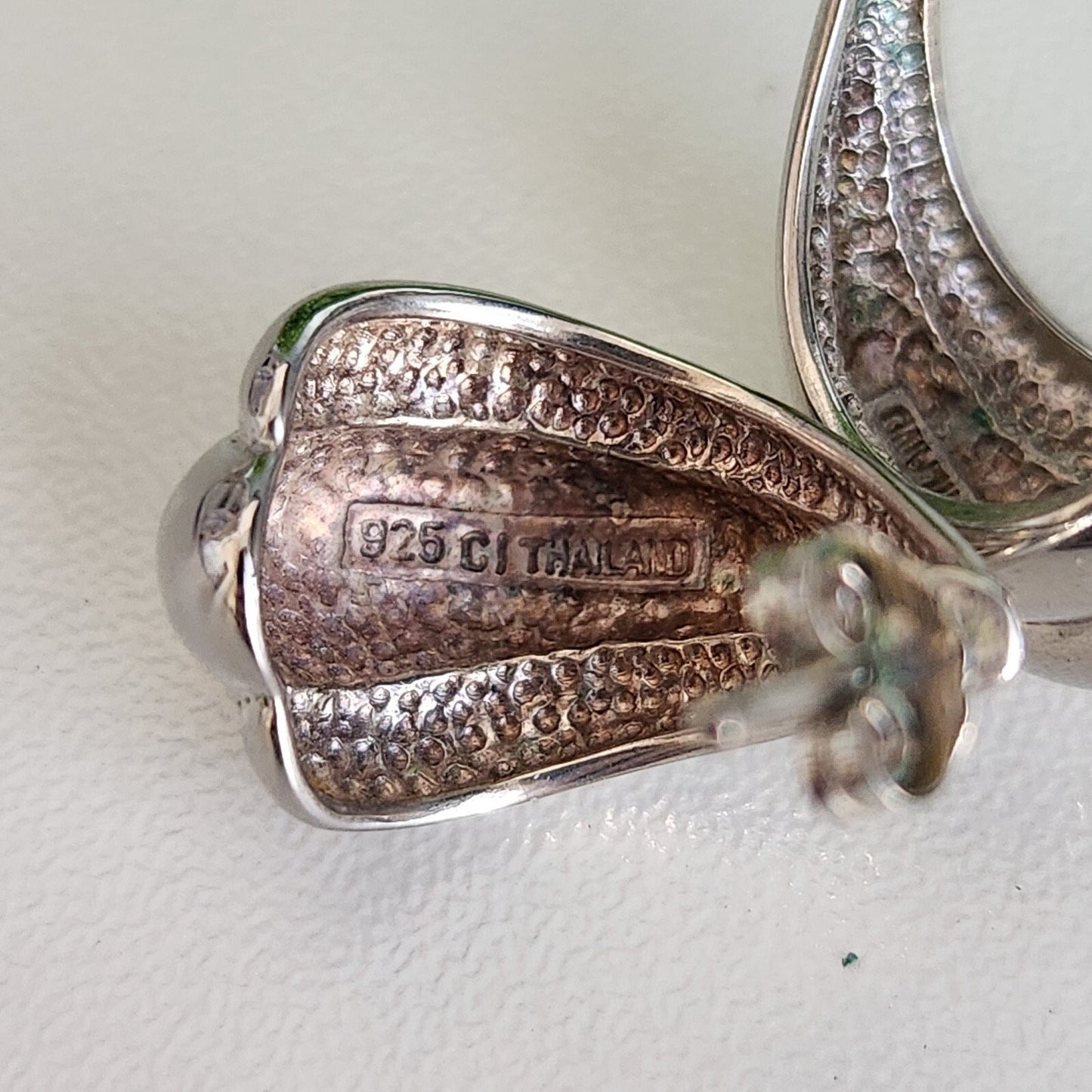 925 Sterling Silver Vintage Puffy Curved Earrings