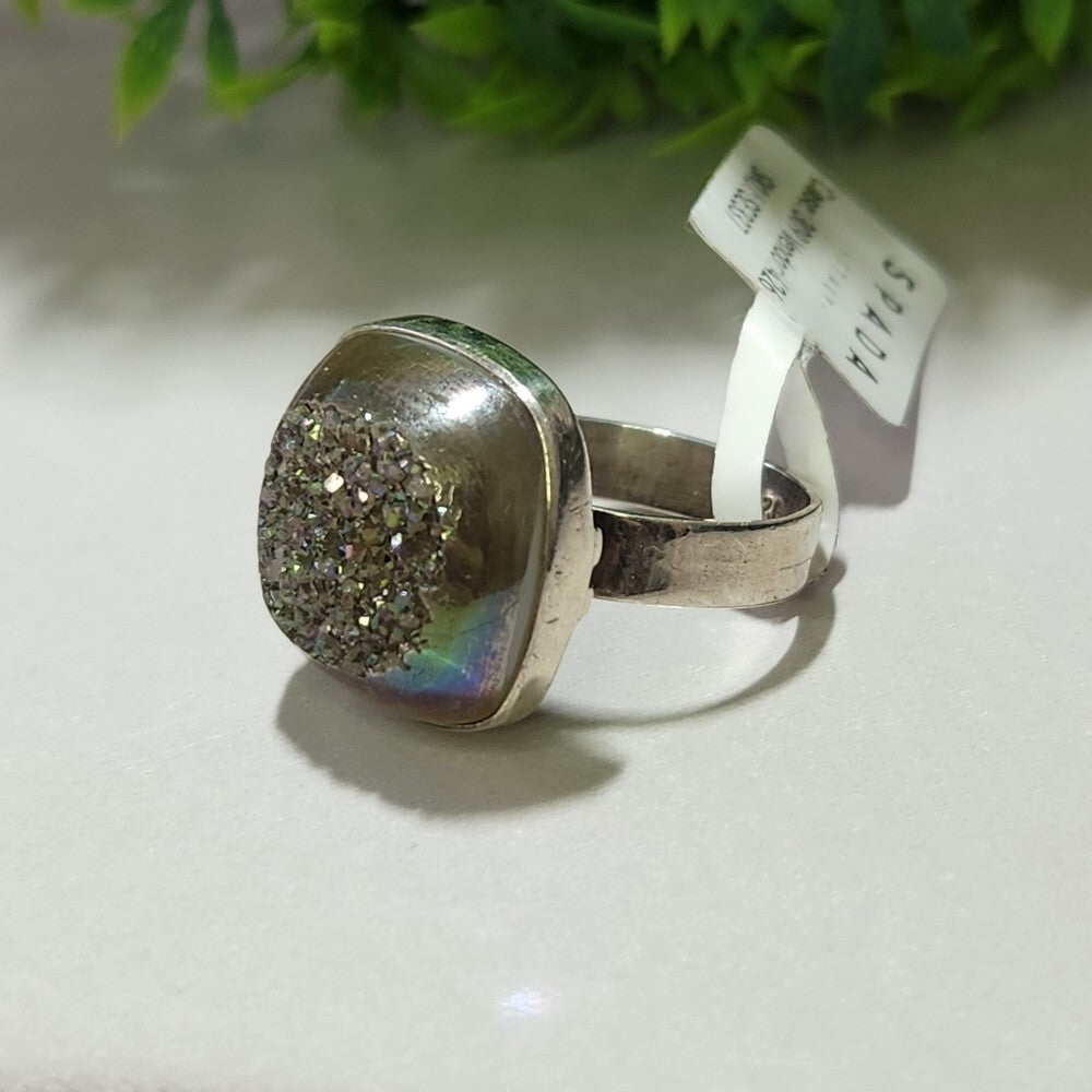 925 Sterling Silver Druzy Gemstone Ring
