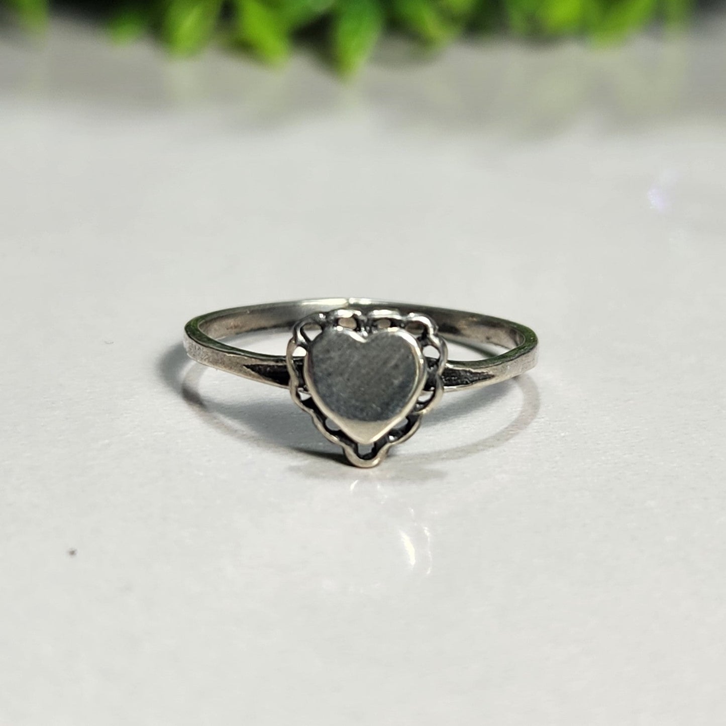 925 Sterling Silver Vintage Heart Ring