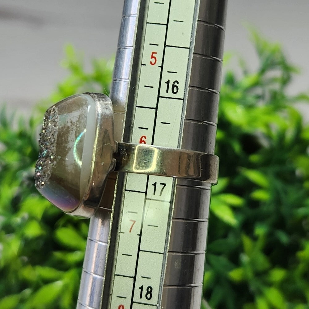 925 Sterling Silver Druzy Gemstone Ring