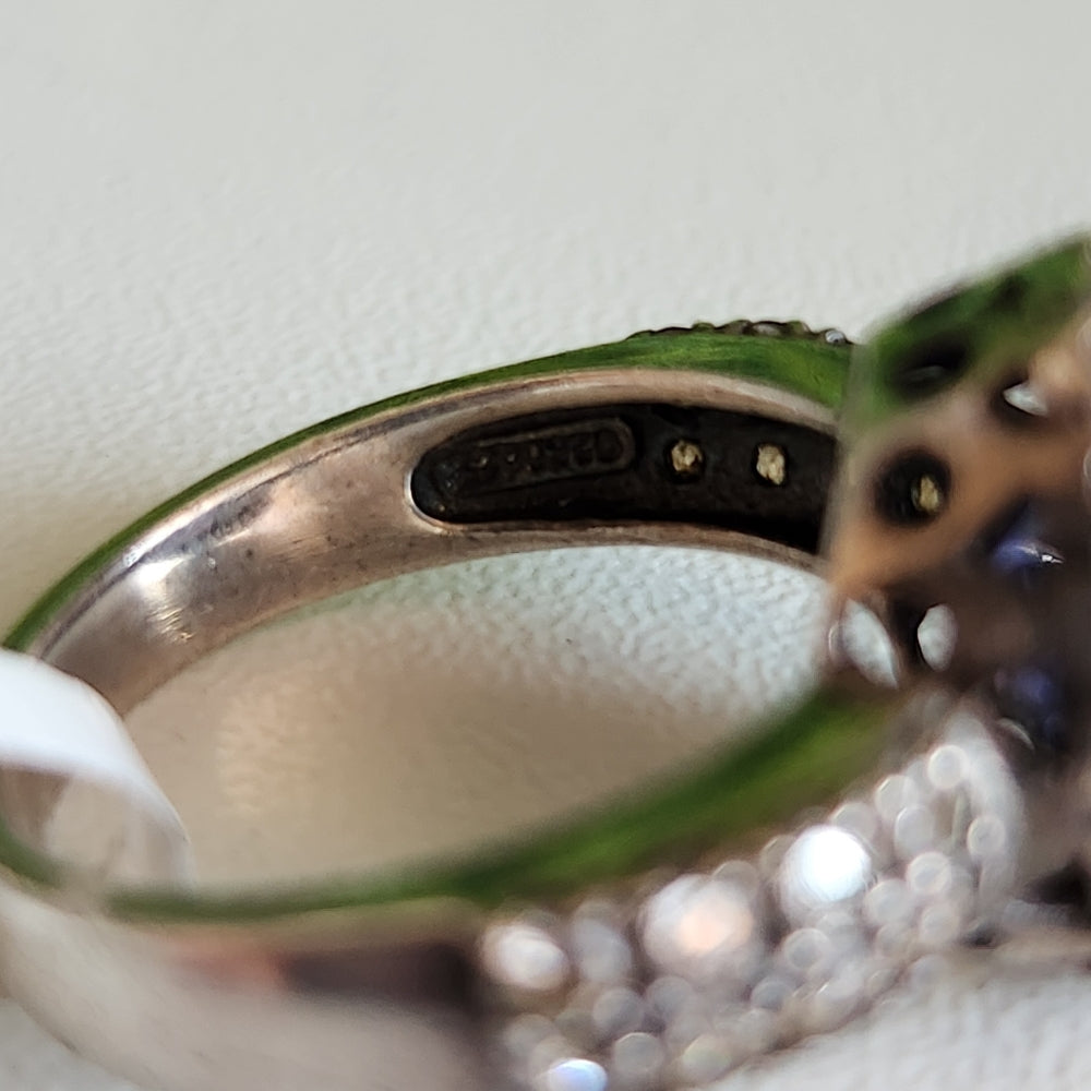 925 Sterling Silver Tanzanite CZ Halo Ring