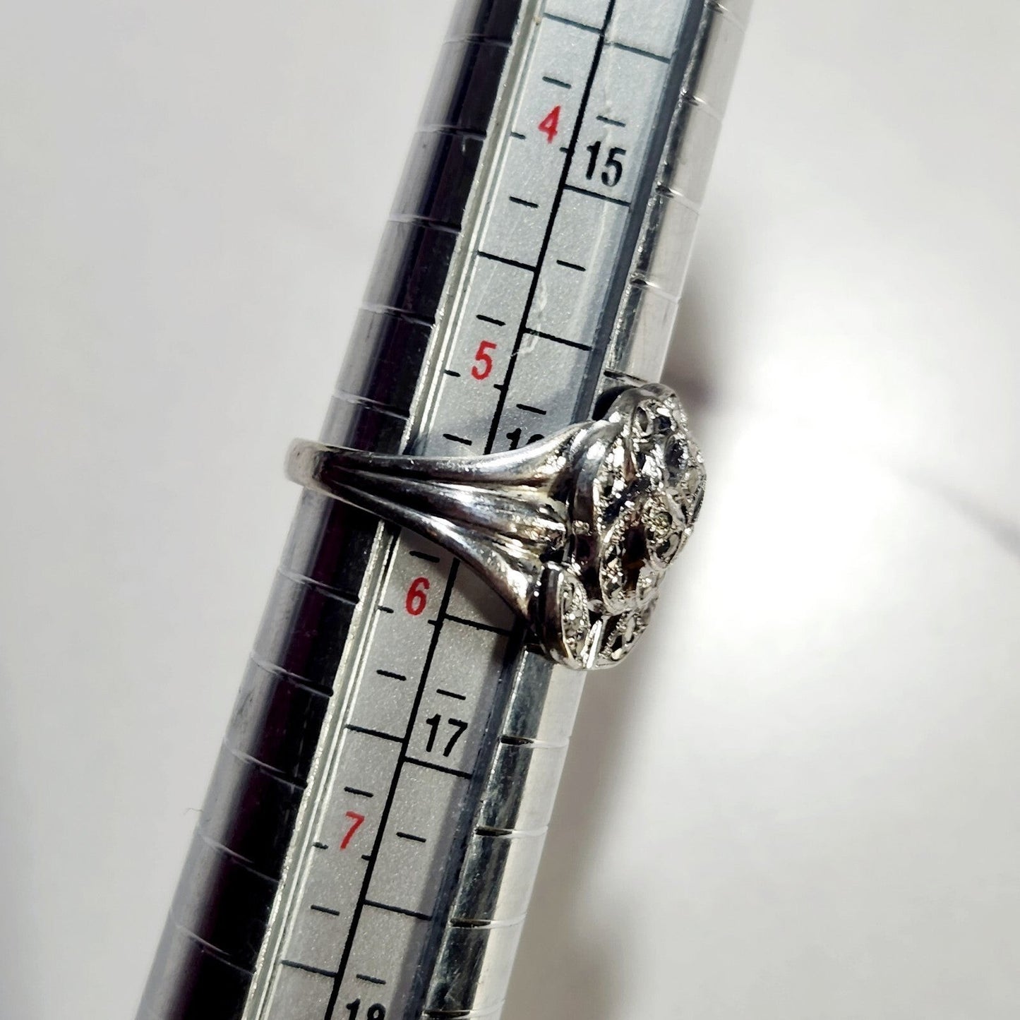 925 Sterling Silver Marcasite Flower Ring