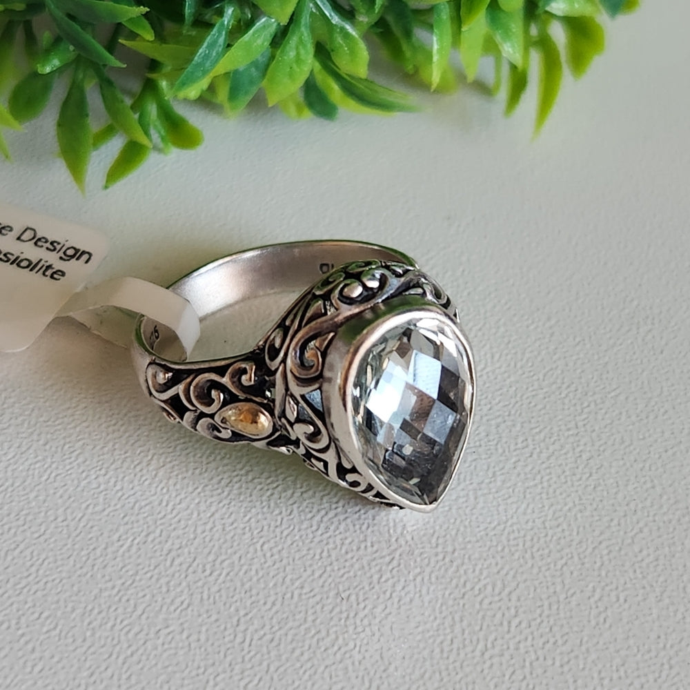 925 Sterling Silver And 18kt Gold Robert Manse Design Prasiolite Ring