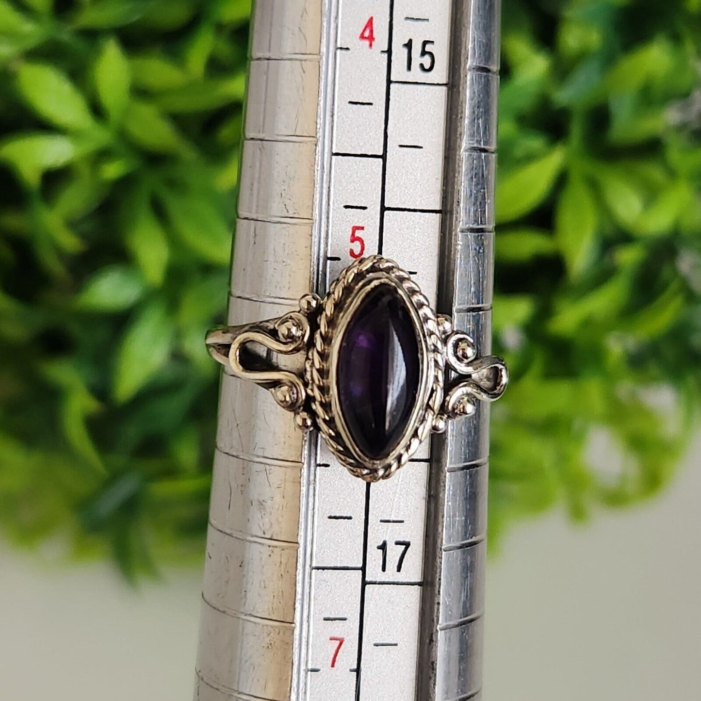 925 Sterling Silver Marquise Amethyst Ring