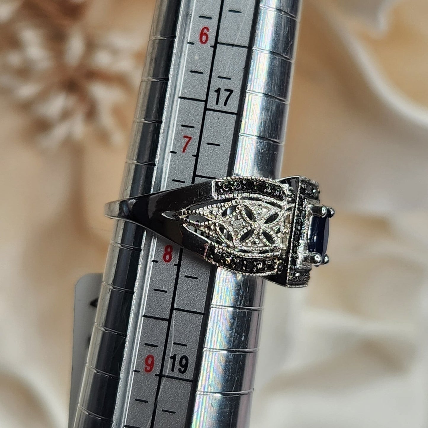 925 Sterling Silver MDJ Michael Drechsler Vintage Sapphire Ring