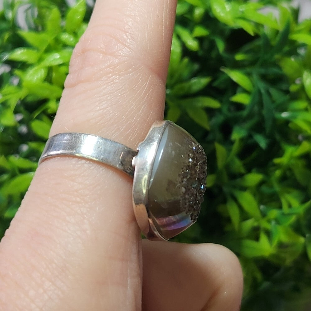 925 Sterling Silver Druzy Gemstone Ring