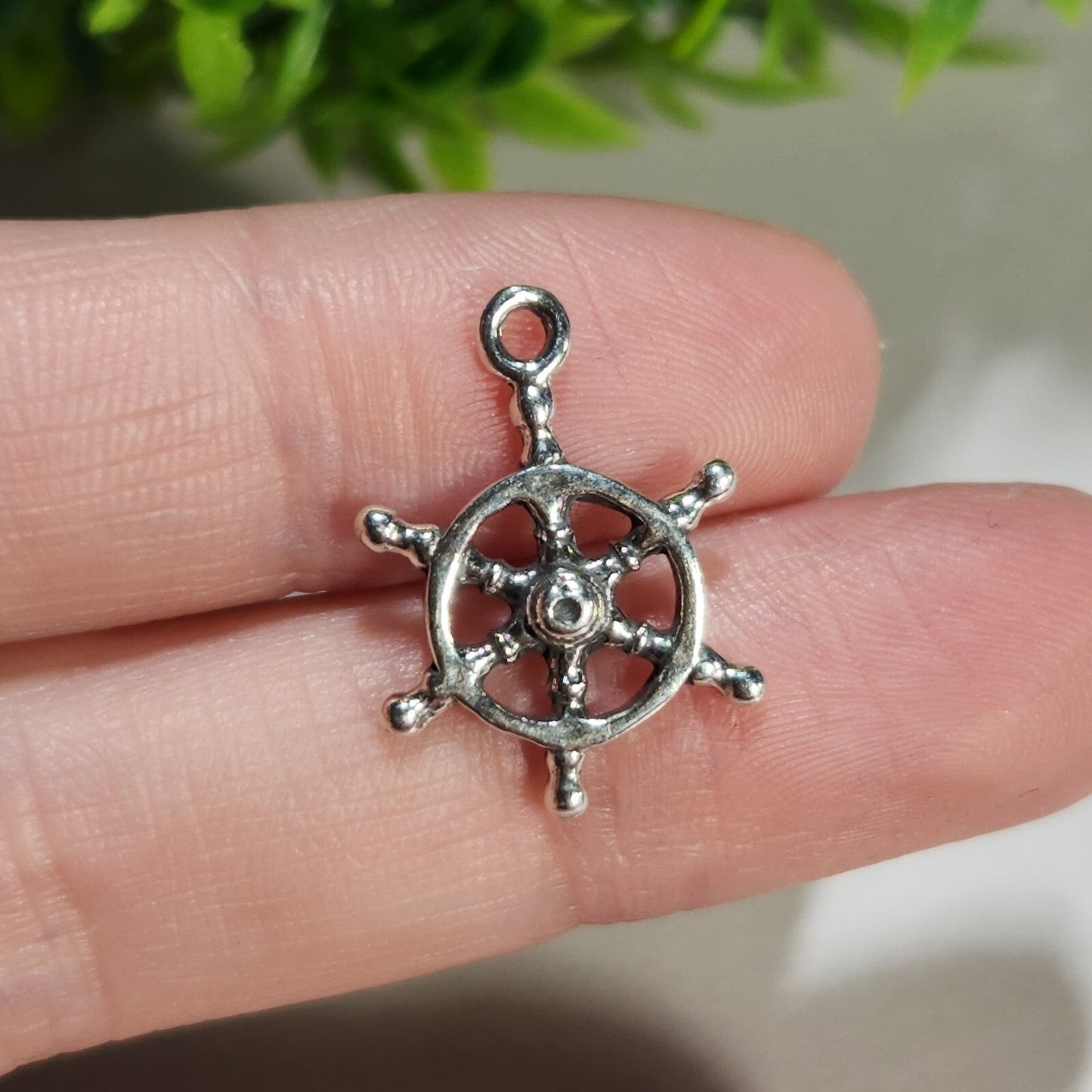 925 Sterling Silver Ship Helm Wheel Charm