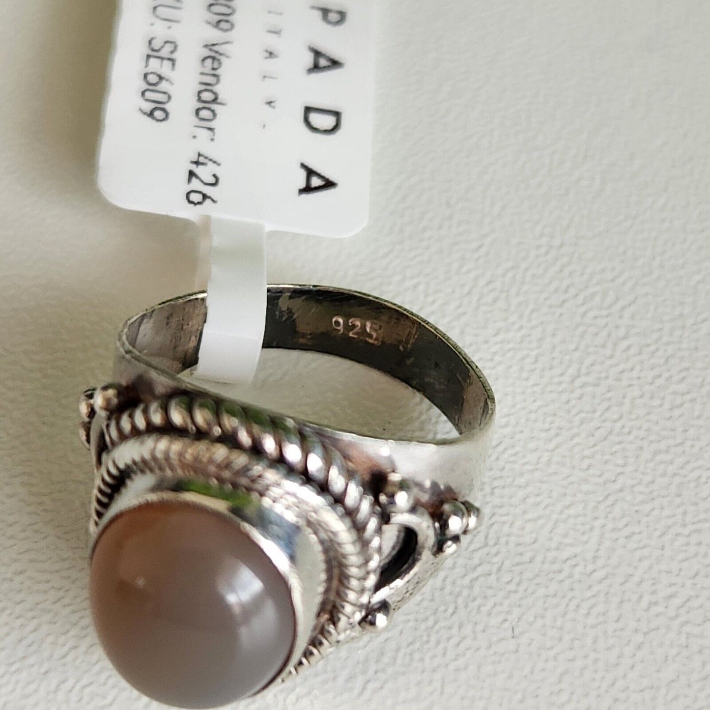 925 Sterling Silver Vintage Agate Ring