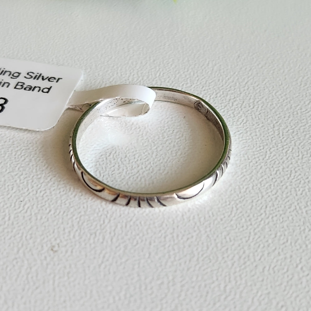 925 Sterling Silver Woodgrain Band