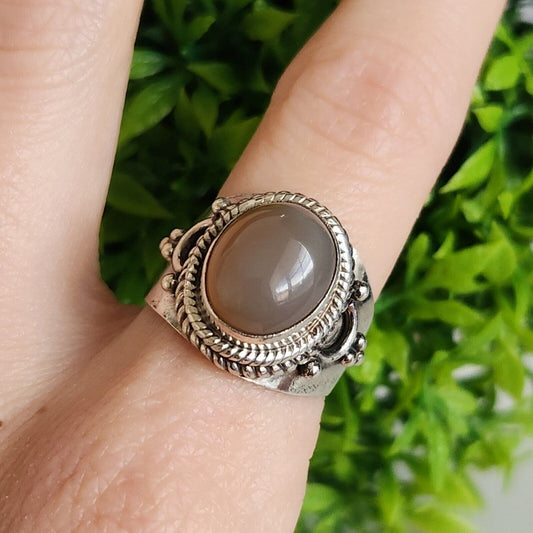 925 Sterling Silver Vintage Agate Ring