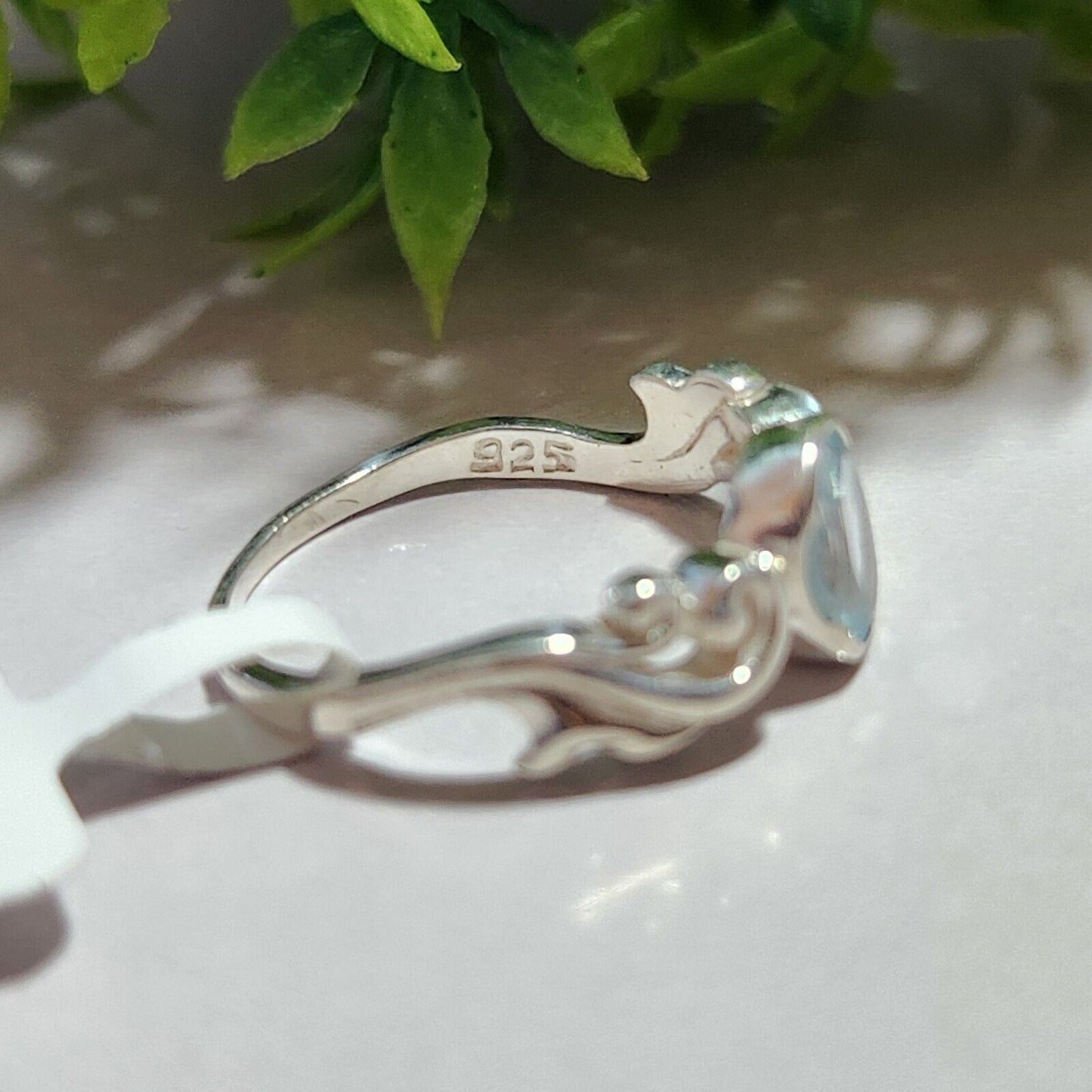 925 Sterling Silver Blue Topaz Ring