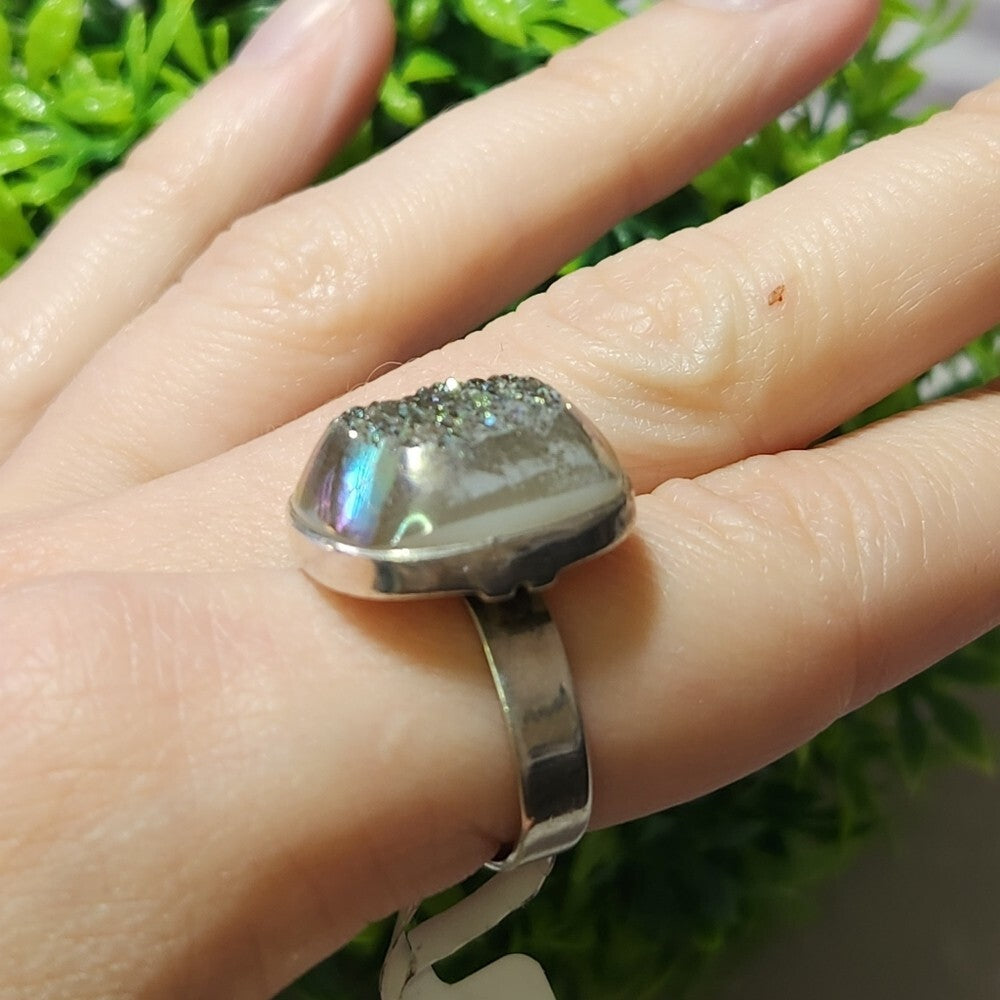 925 Sterling Silver Druzy Gemstone Ring