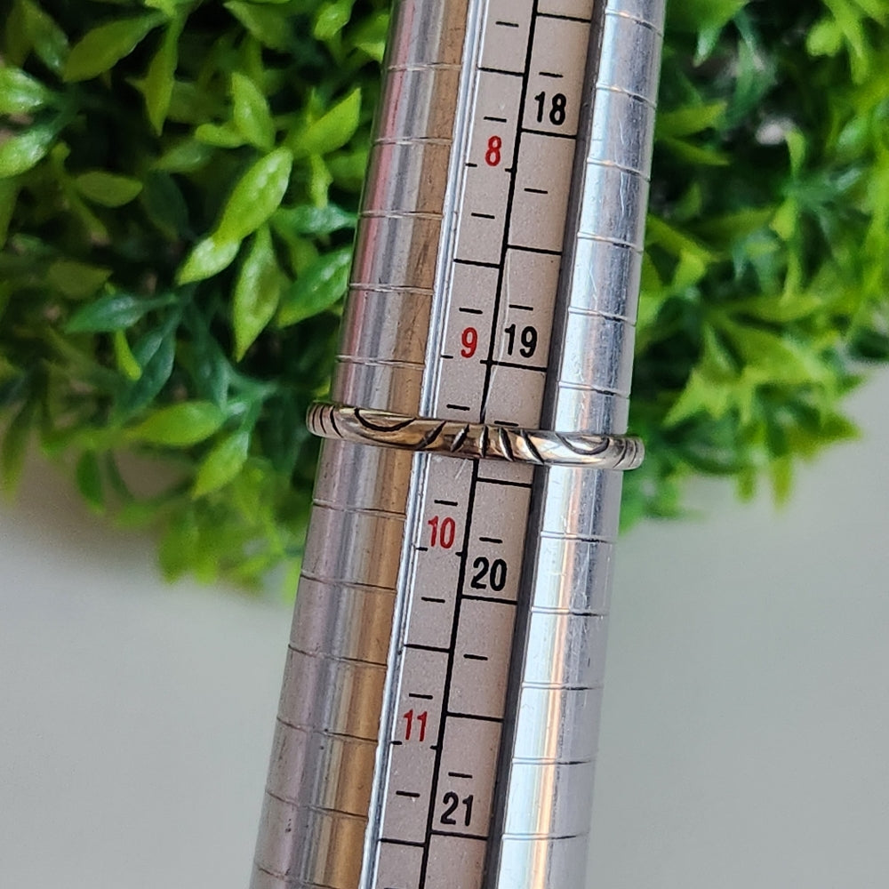 925 Sterling Silver Woodgrain Band