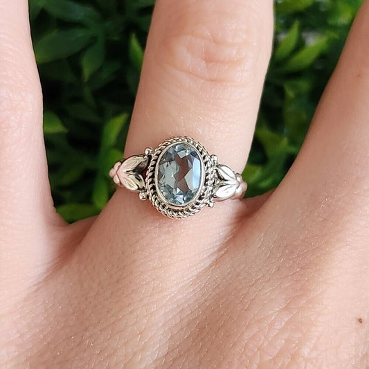 925 Sterling Silver Blue Topaz Ring