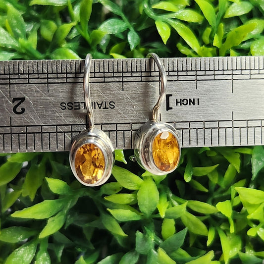 925 Sterling Silver Yellow CZ Dangle Earrings